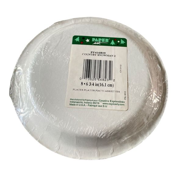 Smiling Snowman 6 3/4 Inch Paper Plates 8 Pack Winter Party Tableware Supplies - Picture 2 of 2